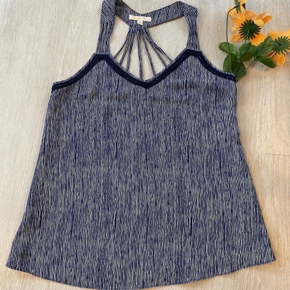 Skies are Blue Strappy Tank Navy /White Small